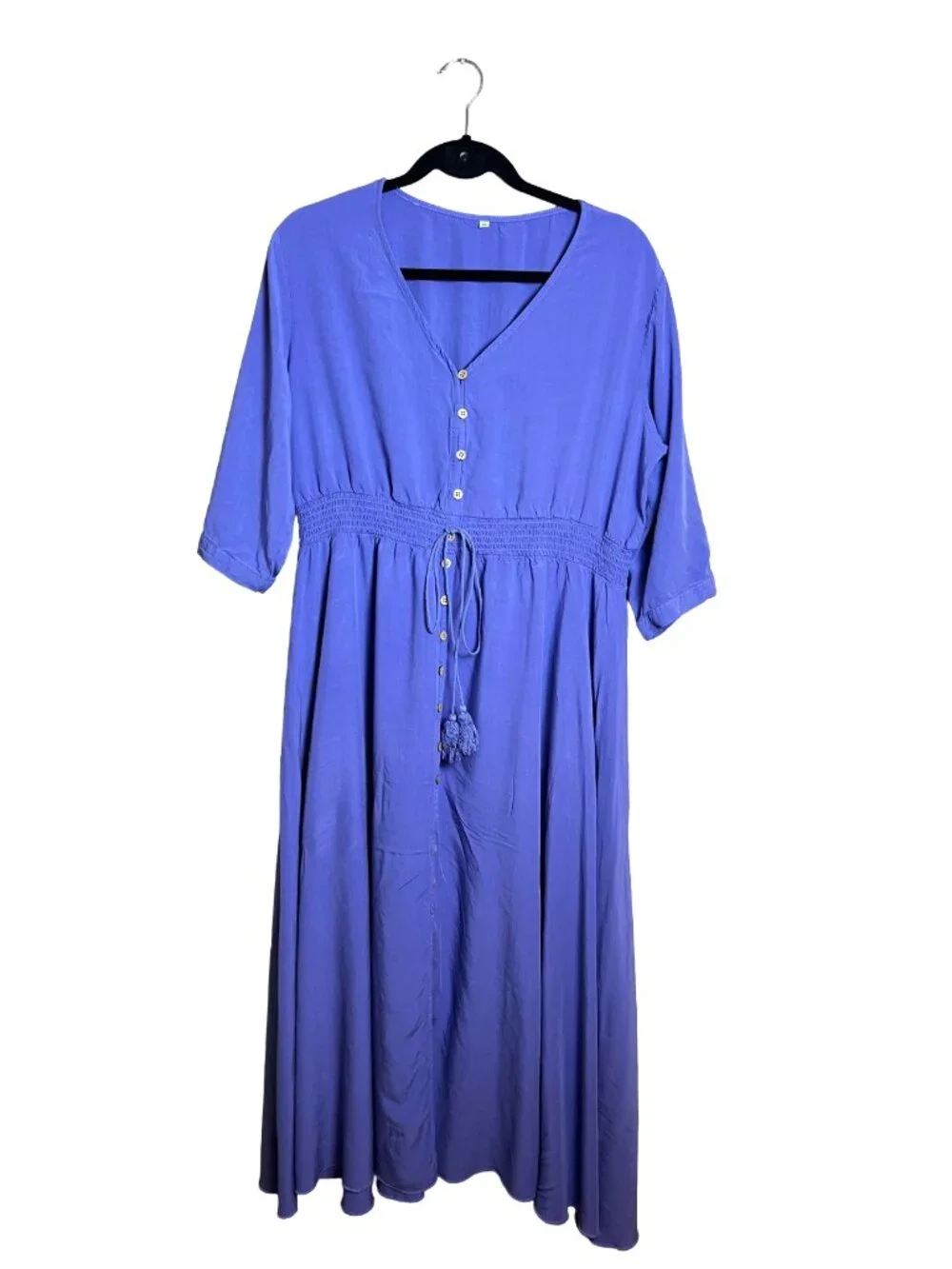 Unbranded Blue Boho Smocked Waist Maxi Dress XL‎